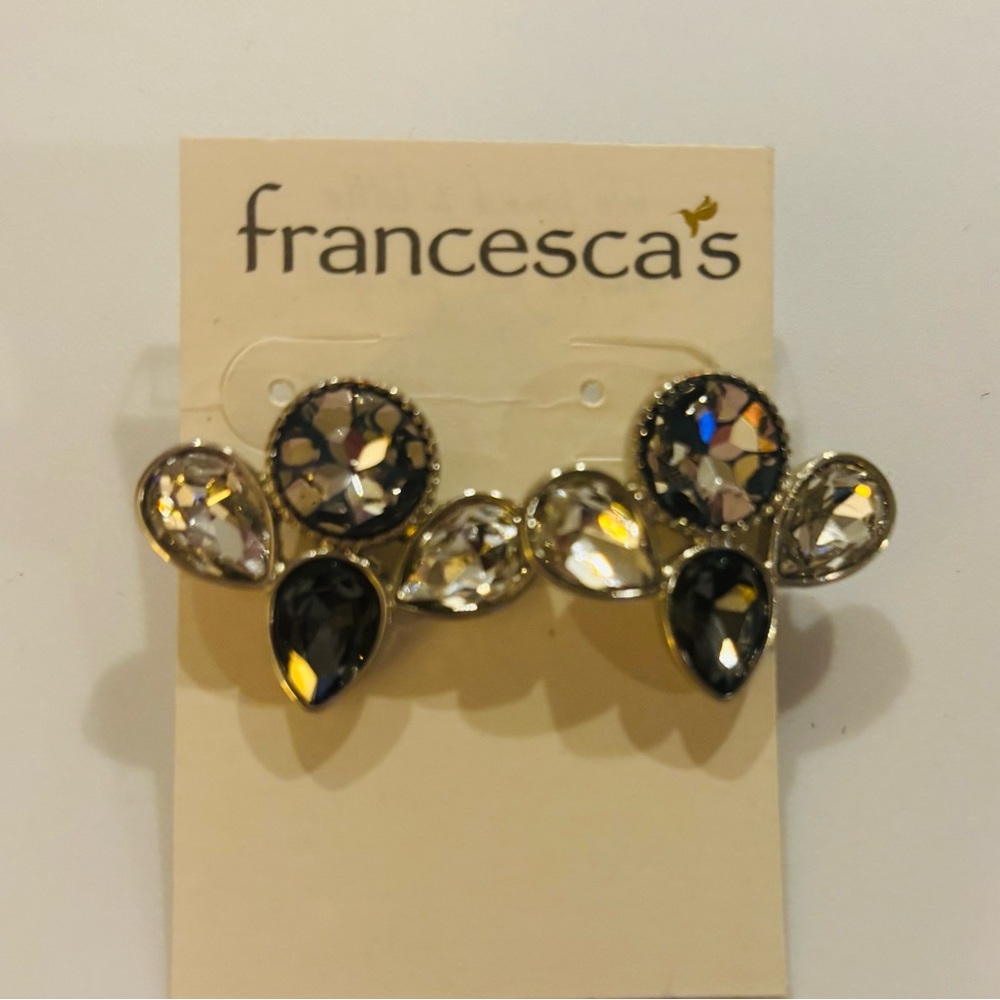Francesca's Statement Crystal‎ Cluster Earrings Gold Tone Rhinestones NEW Gift